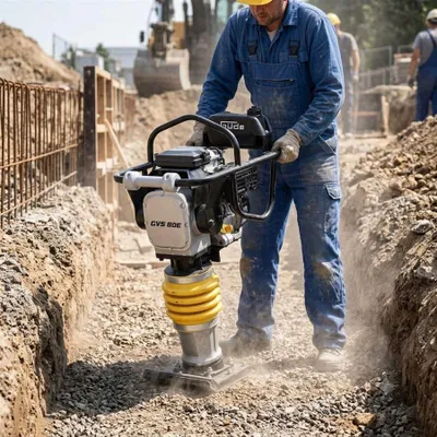 Imagen del producto de Compactadora vibratoria Güde GVS 80E | 5,5 CV | 340x280 mm | Profundidad de compactación: 65 cm
