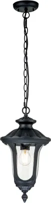 Produktbild von Außenlampe Aluminium Glas IP44 23,5 cm breit H: max. 151 cm Schwarz rund Rustikal Hängelampe außen