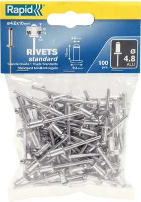 Produktbild von Rapid 5000380, Blindniete, Aluminium, Stahl, Edelstahl, RP10 , RP40, RP60, RP100, 4,8 mm, 4,8 mm