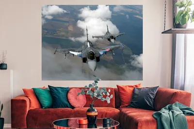 Produktbild von MuchoWow® Poster Flugzeug - Düsenjäger - Bauernhof 160x120 cm - Foto Plakat