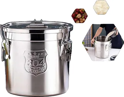 Produktbild von Lagerbehälter, 12L Kapazität, lebensmittelechter Edelstahl, 25 cm Durchmesser, luftdichtes Design, modernes Stil