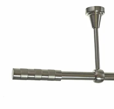Produktbild von Gardinenstange Set Edelstahl Look Metall Ø 16mm zur Deckenträger 1-lauf Zylinder, Länge wählbar H14 E12