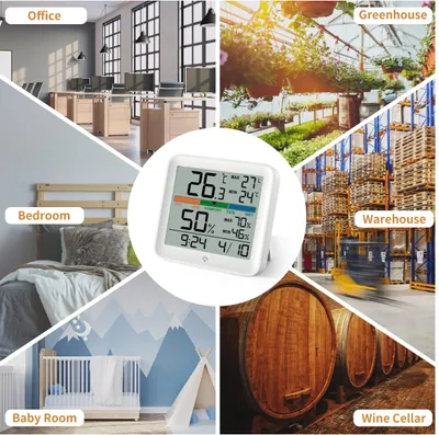 Produktbild von Thermometer Innen und Außen - Wetterstation Innen und Außen - Digitales Innen-Thermometer - Digitales Thermometer