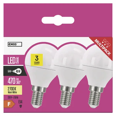 Productafbeelding van EMOS LED-lamp Classic Mini Globe / E14 / 5 W (equivalent van 40 W) / 470 lm / warm wit, ZQ1220.3