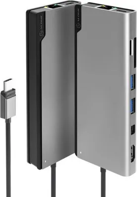 Produktbild von ALOGIC ULDPLSV2-SGR, Kabelgebunden, USB 3.2 Gen 1 (3.1 Gen 1) Type-C, 100 W, 1000 Mbit/s, Schwarz, Grau, MicroSD (TransFlash), SD