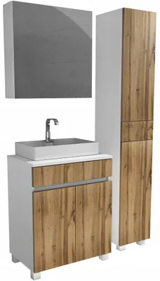 Produktbild von Badmöbelset 60cm mit Schublade unter Waschbecken Eiche Wotan