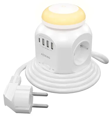 Obrázok produktu pre AISENS ASPS-3A1CL01-W, 1,8 m, Vnútorný, Typ F, Typ F, 1 mm², Biela