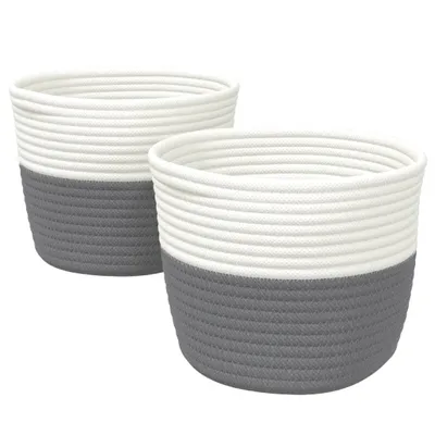 Obrázek produktu pro vidaXL Úložné koše 2 ks. Šedobílý Ø24x18 cm Bavlna