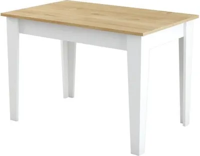 Immagine prodotto di Tavolo da pranzo KIEVA, 110 x 75 x 72 cm, melamina bianca e rovere, 4-6 persone, con spazio contenitivo
