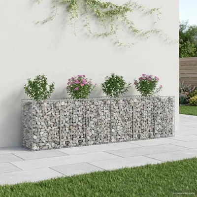 Imagen del producto de Maison Exclusive - Dos jardineras elevadas de gaviones, 300 x 50 x 80 cm, acero galvanizado