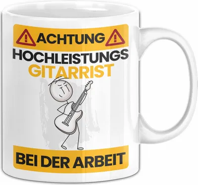 Produktbild von Gitarrist Tasse Geschenk Lustiger Spruch Geschenkidee für Gitarrist Achtung Hochleistungs Gitarrist Bei Der Arbeit (Weiß)