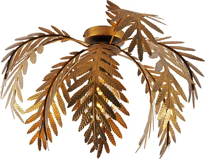 Produktbild von QAZQA - Landhaus I Vintage Vintage Deckenleuchte I Deckenlampe I Lampe I Leuchte Gold I Messing 45 cm - Botanica I Wohnzimmer I Schlafzimmer - Stahl Organisch - LED geeignet E27