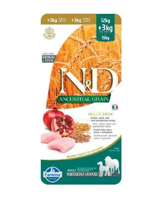 Obrázok produktu pre Farmina Pet Food N&D Ancestral Grain Canine, Dospelý, Obrovský (> 45 kg), Kuracie mäso, 15 kg