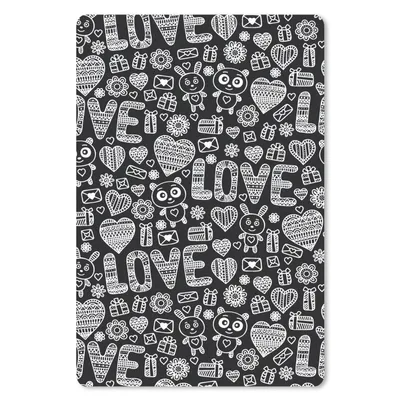 Produktbild von MuchoWow® Mauspad Mousepad Liebe - Muster - Schwarz - Weiß 18x27 cm - Mousepads - Maus Mat - Pad - Mausunterlage