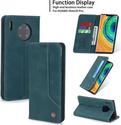 Produktbild von Huawei Mate 30 Pro Hülle, LaimTop Retro Kunstledertasche Schutzhülle mit Kartenfach Standfunktion für Huawei Mate 30 Pro Blau