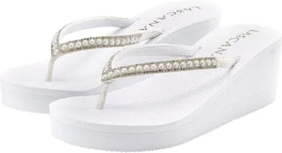 Produktbild von LASCANA Badezehentrenner Sandale, Badeschuh, Pantolette, Badelatsche, Flip Flop weiß Größe 42