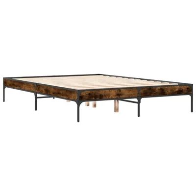 Produktbild von Bettgestell Räuchereiche 135x190 cm Holzwerkstoff und Metall