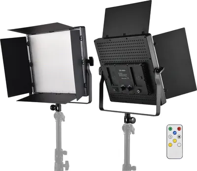 Produktbild von 90 W zweifarbige Fotografie-Leuchte, LED-Lichtpaneel, 1024 LED-Perlen, 3200 KšC5600 K, dimmbar, DC/NP-Serie, batteriebetrieben, mit Fernbedienung fuer Metallfluegeltore