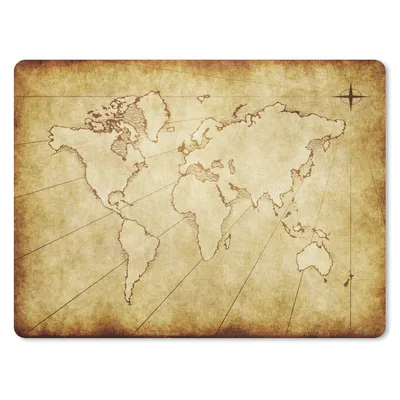Produktbild von MuchoWow® Mauspad Mousepad Weltkarte - Vintage - Braun 40x30 cm - Mousepads - Maus Mat - Pad - Mausunterlage - Anti Rutsch