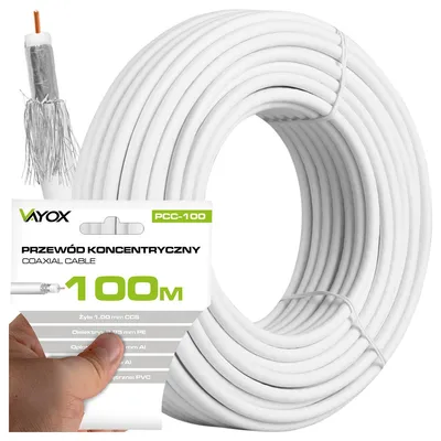 Zdjęcie produktu dla Vayox Kabel Koncentryczny PCC-100 RG6U | 100m | Oplot 48x0.12 | Biały