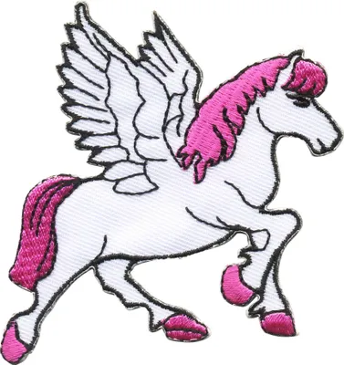 Produktbild von Aufnäher - Pferd Pegasos - weiß-pink - Patch