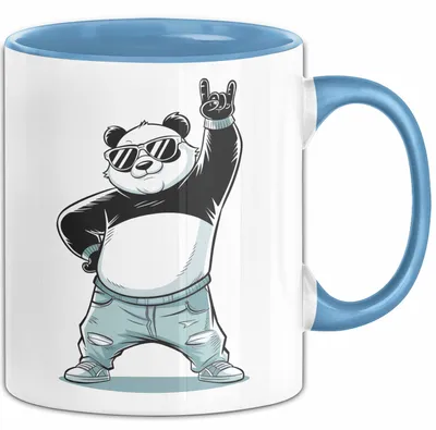 Produktbild von Panda Rock Musikliebhaber Musiker Tasse Geschenk Lustige Geschenkidee Spruch (Blau)