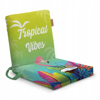 Obrázok produktu pre Skladacie záhradné lehátko Oxford „Tropical Vibes“ – plážové lehátko s potlačou, ľahké prenosné kempingové lehátko