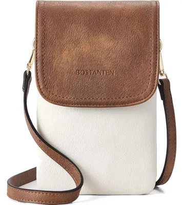 Produktbild von Handytasche zum Umhängen Damen Kunstleder Geldbörse Beige Braun 12x3x20 cm