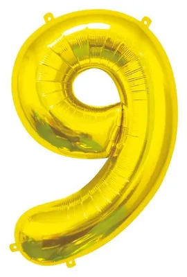 Image de Ballon en plastique XL chiffre 9 or 85 cm