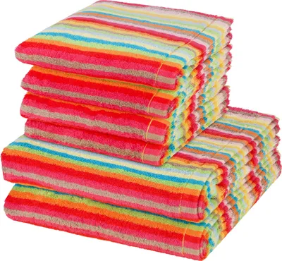 Produktbild von Cawö Lifestyle 4 X Handtuch 2 X Duschtuch im Set Setzt stilvolle Akzente, Hochwertiges Material für angenehmen Komfort, Pflegeleicht und trocknergeeignet für einfache Nutzung 6er Set
