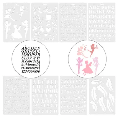 Produktbild von Buchstaben-Schablone - 8-teiliges Set für künstlerisches Malen - Weiß
