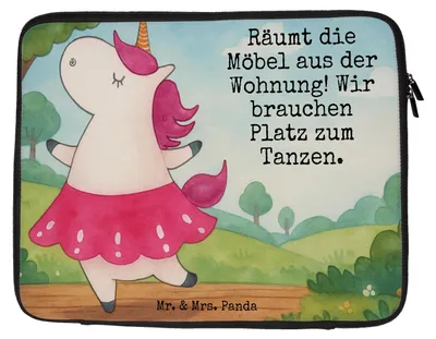 Produktbild von Mr. & Mrs. Panda Laptop Hülle Einhorn Ballerina Design 27 x 36 cm - Weiß - Geschenk, Tasche, Party, Notebooktasche, Geburtstag, Tanzen, Einhörner, Laptoptasche, Unicorn