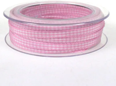 Produktbild von Dekoband Karo kariert 6 mm – 25 m Geschenkband, Antennenband, Schleifenband für Hochzeit & Basteln rosa