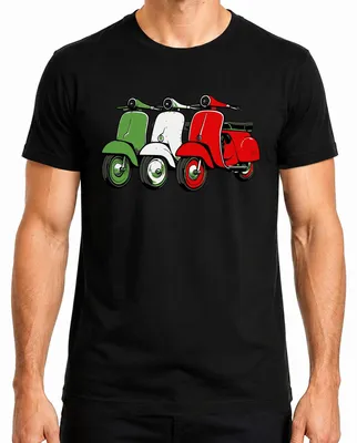 Imagen del producto de Camiseta para hombre, estilo vintage, con diseño de bandera de scooter retro italiana, color negro, talla L