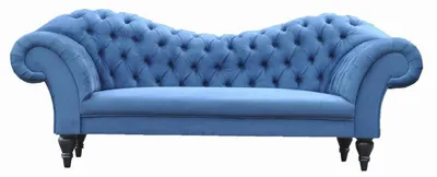 Produktbild von Dreisitzer Design Couch Polster Sitz Textil Sofa 3 Sitzer Chesterfield Blau Neu