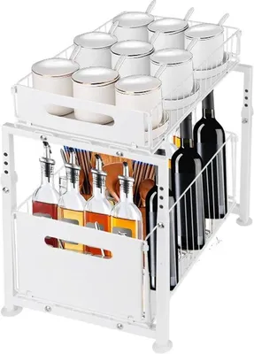 Produktbild von Famanu Küchenlade Organizer - Ausziehbare Schublade - Weiß - 29 x 38 x 49 cm