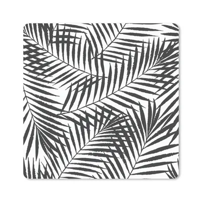 Produktbild von MuchoWow® Mauspad Mousepad Palmenblätter - Schwarz - Weiß - Muster - Mädchen - Kinder - Jungen 20x20 cm - Mousepads - Maus Mat - Pad - Mausunterlage - Desk Mat - Bureauartikeln