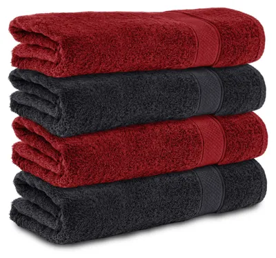 Productafbeelding van Komfortec set van 4 douchehanddoeken, 70x140 cm, gemaakt van 100% katoen, 470 g/m², badstof