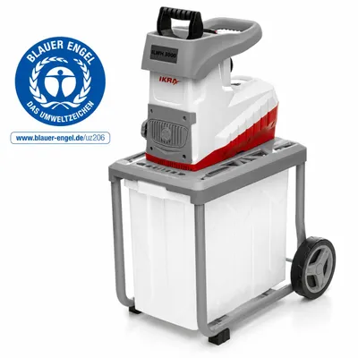 Produktbild von IKRA Elektro Walzenhäcksler Gartenhäcksler ILWH 3000| 3000 W | Äste bis 45 mm | autom. Asteinzug | Blauer Engel | inkl. 60 L Fangbox, KI-generiertes Bild