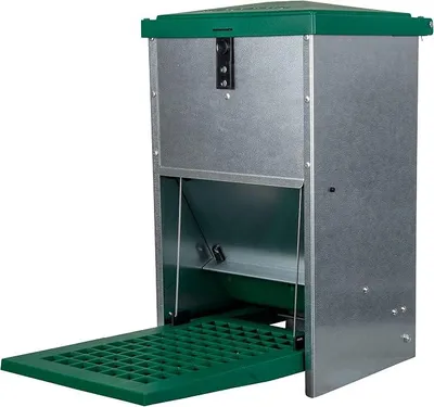 Productafbeelding van Feedomatic voerautomaat voor kippen, 8 kg, verzinkt | met voetplaat, rattenwerend, voerdispenser voor pluimvee, ideaal kippentoevoeraccessoire
