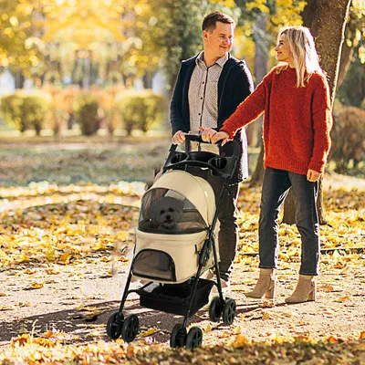 Immagine prodotto di Carrozzina per animali domestici - Passeggino per cani - Passeggino per gatti - Passeggino per animali - Carrello per cani - Pieghevole