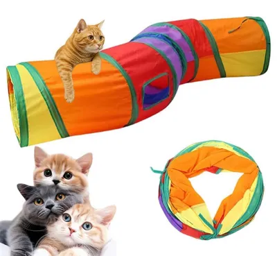 Produktbild von Faltbarer Katzentunnel Kaninchentunnel Haustierspielzeug Polyester mit Spielzeug