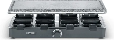 Produktbild von Raclette Partygrill Naturgrillstein SEVERIN RG 2372 mit 8 Pfännchen RG 2372 aus Kunststoff, schwarz Raclette Raclette Mit Antihaftbeschichteter Grillplatte Raclette Grill Tischgrill