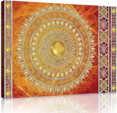 Produktbild von Leinwandbilder Mandala 100x70 cm XXL Indische Orientalisch Schlafzimmer Wohnzimmer Canvas Bilder Wandbilder Kunstdruck Wand Bild auf Leinwand Aufhängefertig