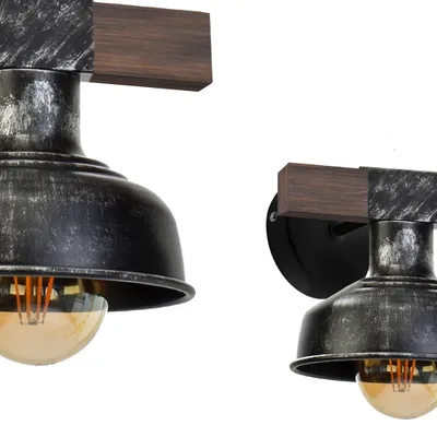 Imagen del producto de Aplique de pared FARO, color negro/madera, 1 bombilla E27, 60W