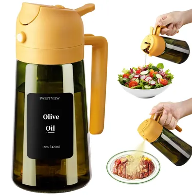 Productafbeelding van Olievoorraadbak en oliesproeier - 2-in-1 doseerfles - keuken en koken - 470 ml