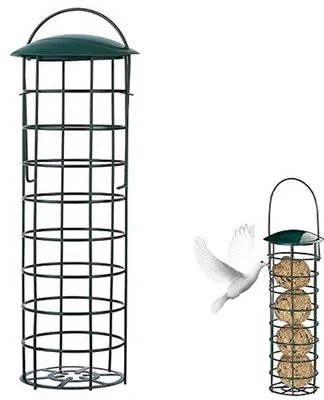 Produktbild von Famanu Vogel-Futterstation für Außen mit Klappdeckel und Stahlhaken - Grün