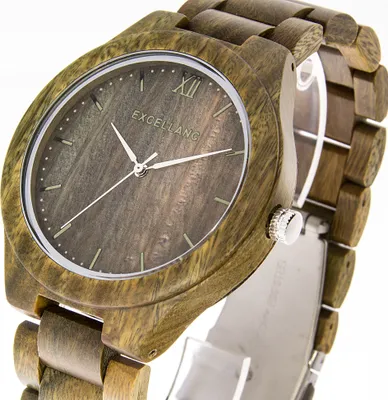 Produktbild von Excellanc Holzuhr Herrenuhr grünes Sandelholz