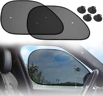 Produktbild von Auto-Sonnenschutz – 2-teilig – 64 x 38 cm – UV-Schutz – Sonnenschutz für Kinderautos – Sonnenschutz für Seitenfenster – Mit Saugnäpfen – Schwarz