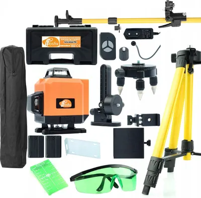Obrázek produktu pro Rosfix Set Orange Tiger ROT12L – 12řádkový Křížový Laser Se Stativem 43 – 120 cm, Teleskopickou Tyčí 350 cm, Nástěnným Držákem, Cílovou Destičkou